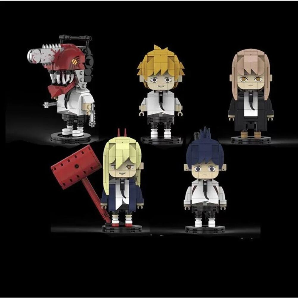 Official SUNRISEPOP Chainsaw Man All Five Big Head Bricks Combo Holiday Gift